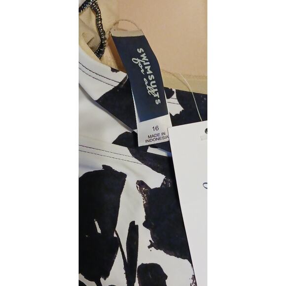 Swimsuits for All Flattering Halter Tankini Top Black and white Floral Womens 16 - Picture 6 of 8